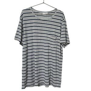 Onia Mens Chad Linen Blend Jack Stripe Tee Size XL Navy White Crewneck Nautical